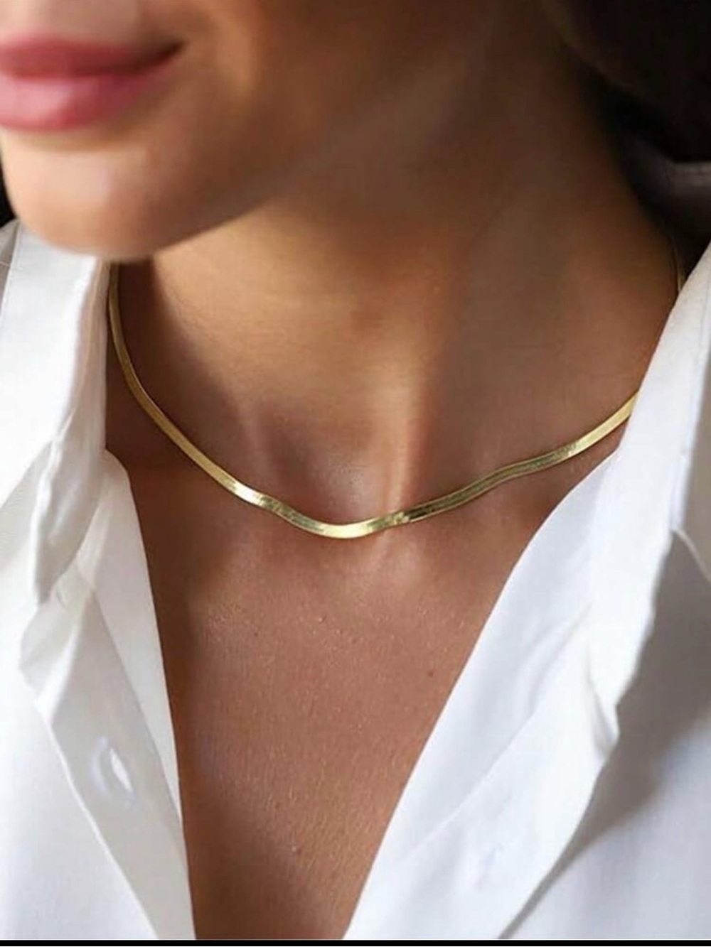 🆕 18k Gold Herringbone Necklace for women Classy Minimalistic